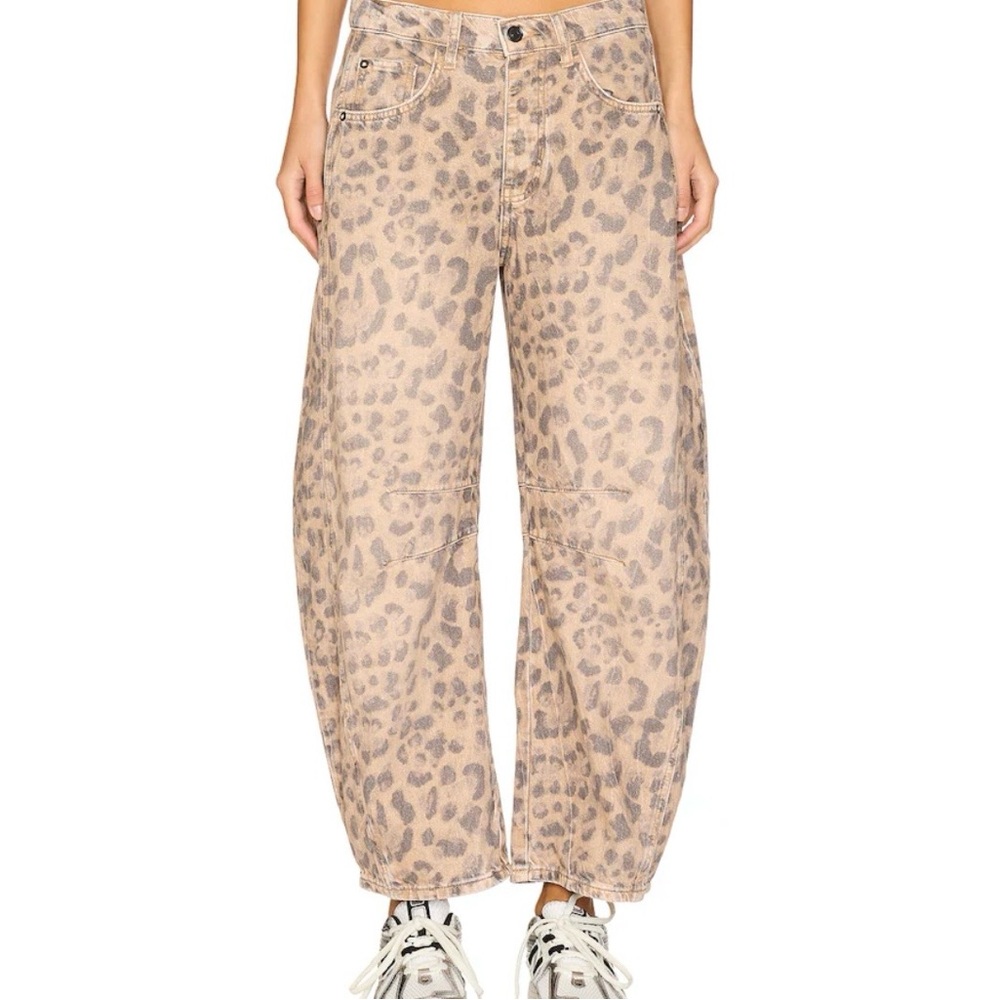 Free people good luck printed mid rise barrel